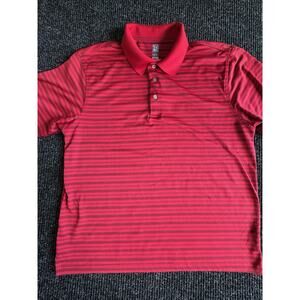 PGA Tour AirFlux Men Golf Polo Shirt Red w/ Stripes Size Large